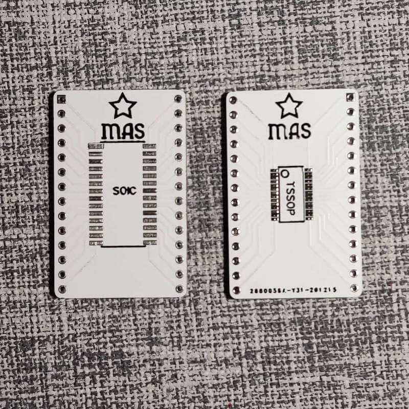 Breadboard adapter for FV-1 or other SOIC and TSSOP SMD ICs